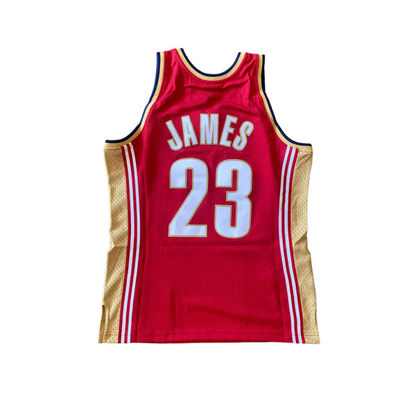 Mitchell and Ness Cavaliers No23 LeBron James Red Throwback The Finals Patch Stitched NBA Jersey