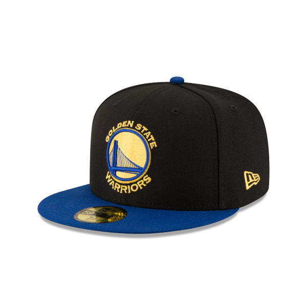 Golden State Warriors Fitted 59Fifty New Era Cap Hat 2 Tone Black