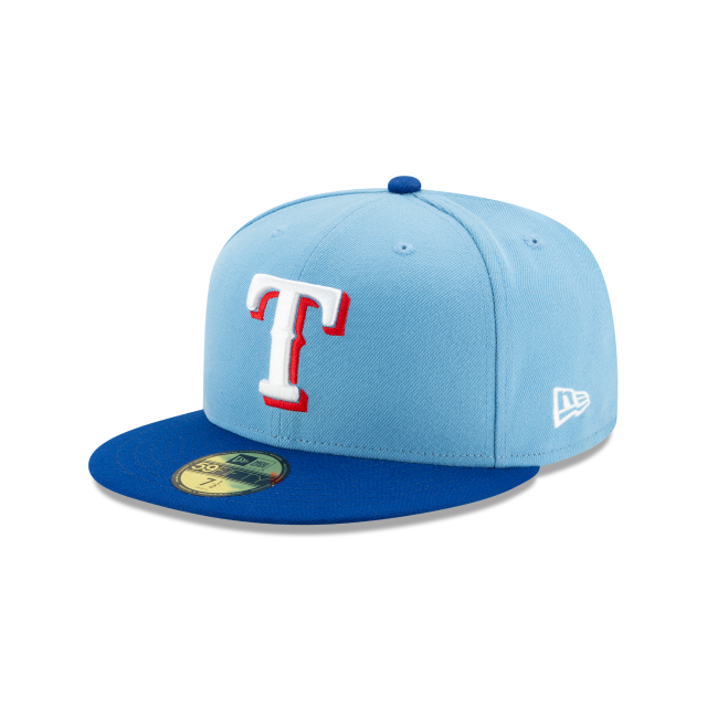 New Era Cap Men's New Era Texas Rangers On-Field Authentic Collection 59FIFTY Fitted Hat, SIZE: 7¼ - in Light Blue